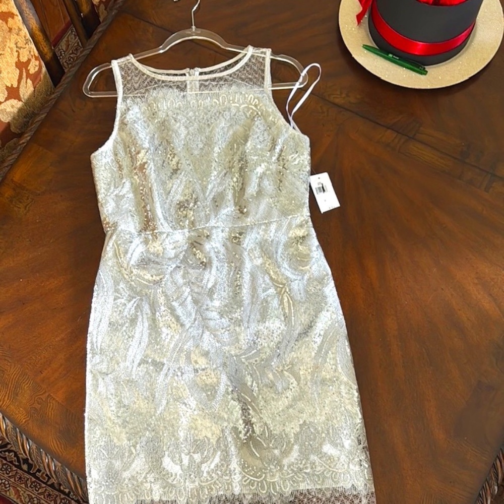 NWT Fancy silver wedding/occasion dress size 12